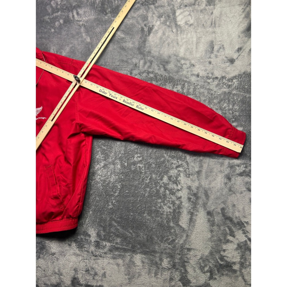 VTG Antigua Detroit Red Wings Mens L Red Full Zip Windbreaker Jacket NHL Hockey - Picture 6 of 7